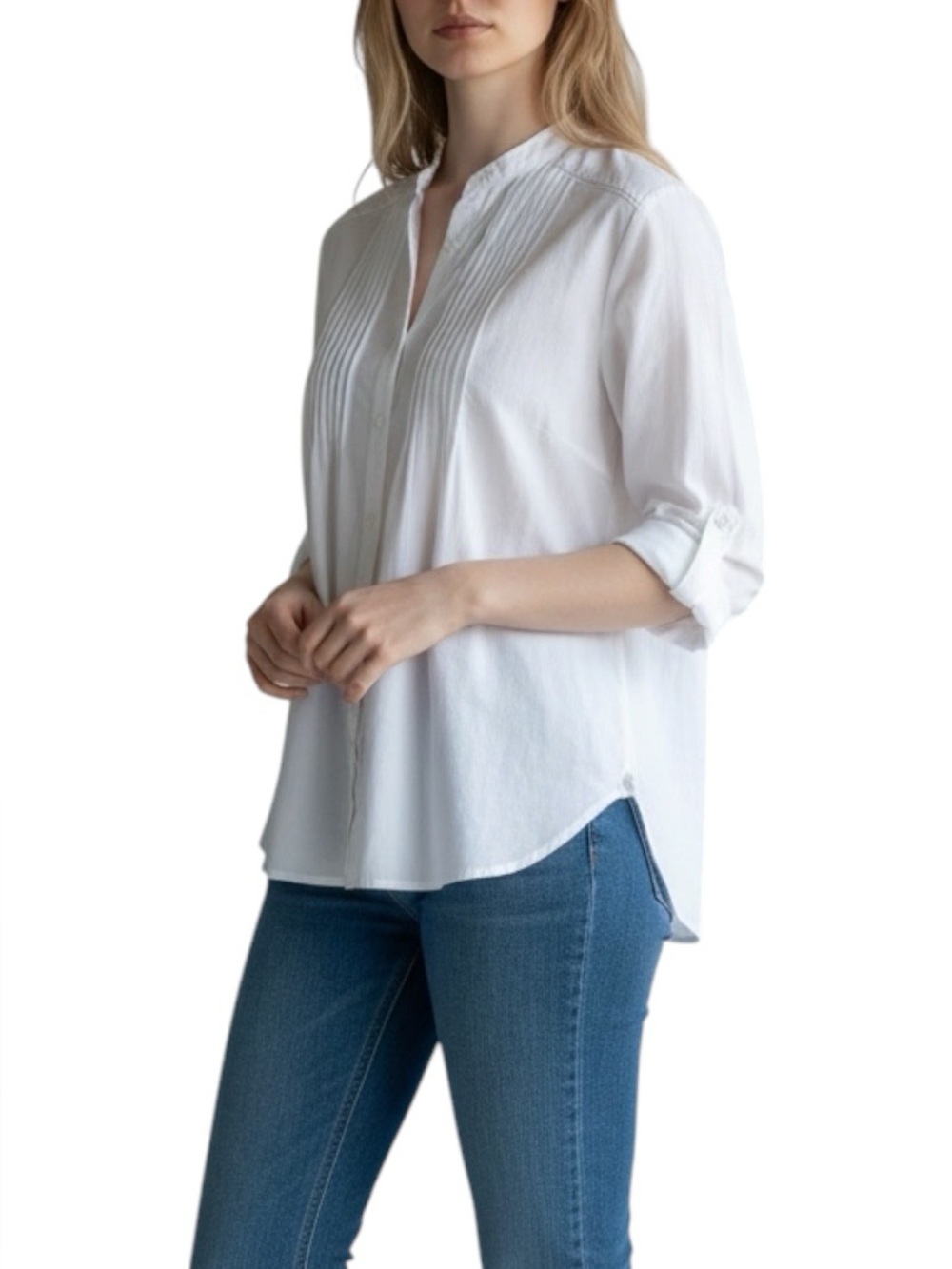 NEW J.McLaughlin Riviera Linen Blend 3/4 Sleeve White Blouse Women’s Small